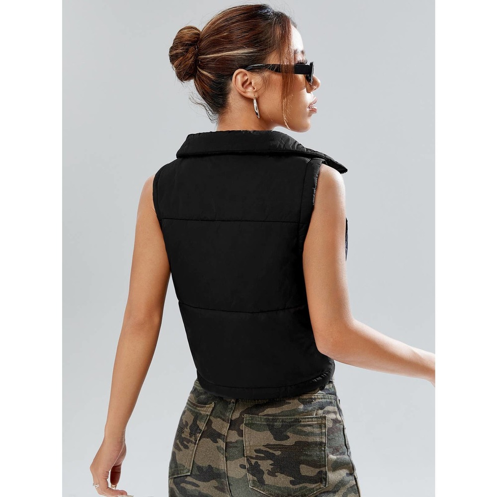 minimalist quilted Zip Up Vest Puffer Coat - Picture 4 of 8